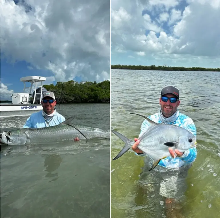 Epic tarpon and permit fishing experience in beautiful coastal waters.